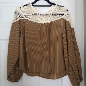 NW Zara linen striped shirt with lace